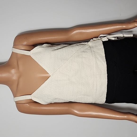MADEWELL IVORY SLEEVELESS JACQUARD SIDE TIE FAUX WRAP FINALE TANK TOP Size M‎ - Picture 4 of 10